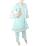 Women Net Fancy 03 Pcs Suit - Cyan, Women, Shalwar Suits, Chase Value, Chase Value