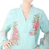 Women Net Fancy 03 Pcs Suit - Cyan, Women, Shalwar Suits, Chase Value, Chase Value