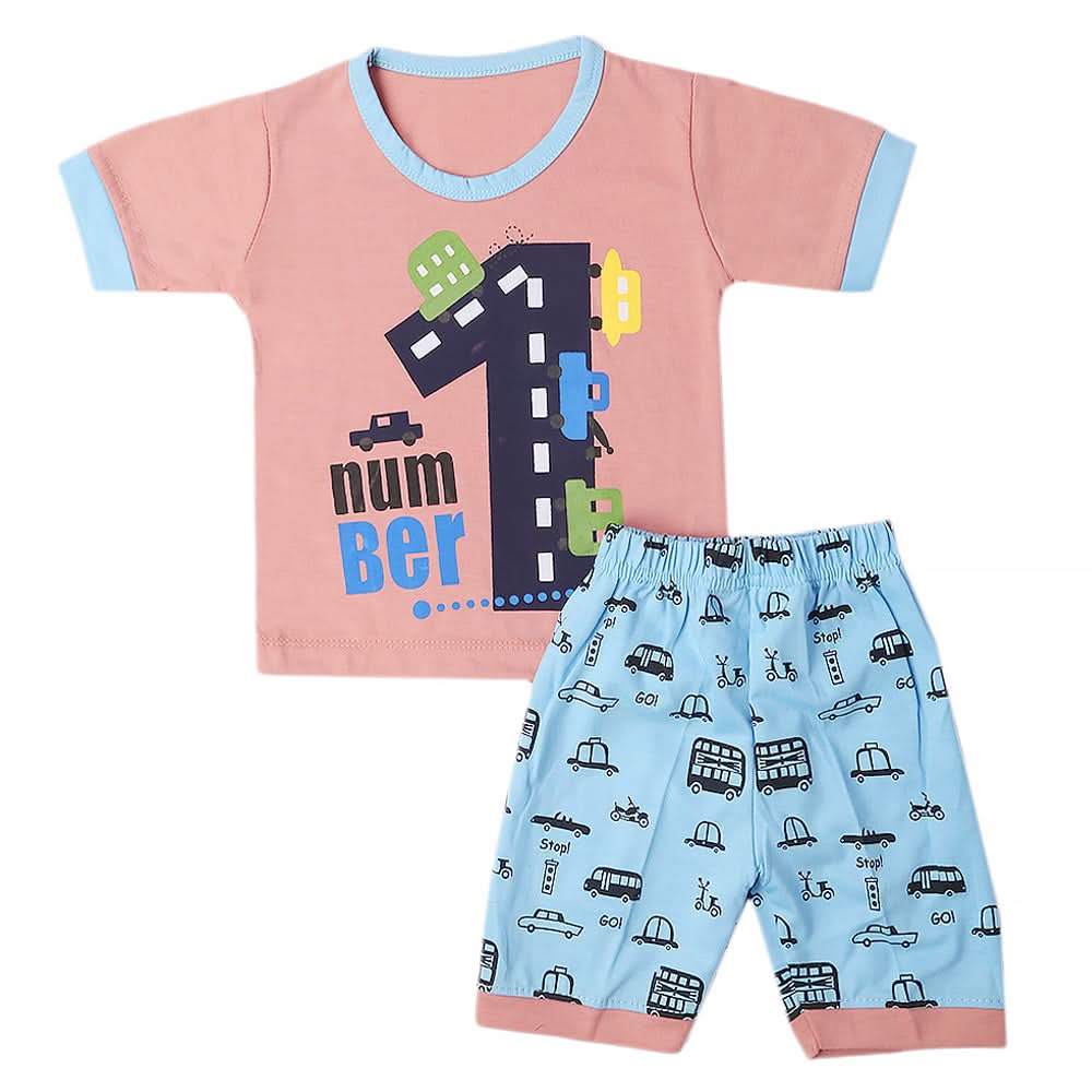 Boys Half Sleeves Short Suit - Tea Pink, Kids, Boys Sets And Suits, Chase Value, Chase Value