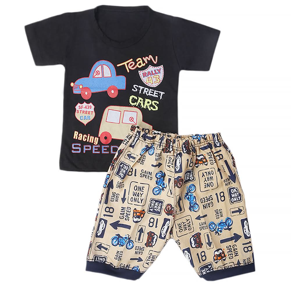 Boys Half Sleeves Short Suit - Black, Kids, Boys Sets And Suits, Chase Value, Chase Value