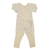 Girls Embroidered Fancy Suit 3 Pcs - Beige, Kids, Girls Sets And Suits, Chase Value, Chase Value