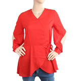 Women's Plain Georgette Top - Red, Women, T-Shirts And Tops, Chase Value, Chase Value