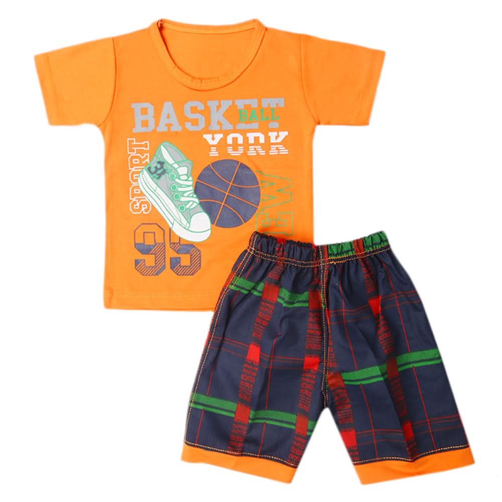 Boys Half Sleeves Short Suit - Orange, Kids, Boys Sets And Suits, Chase Value, Chase Value