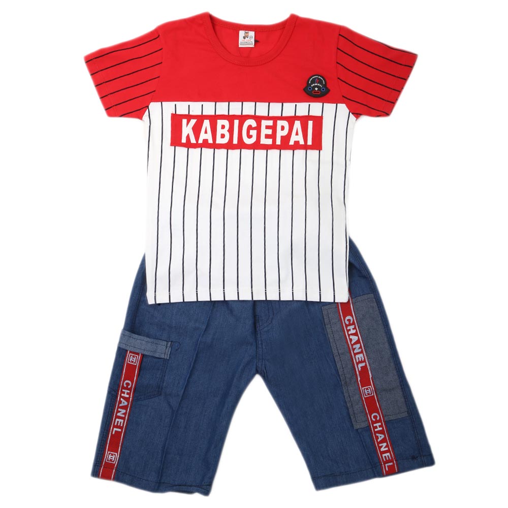 Boys 2 Pcs Suit Half Sleeves - Red, Kids, New Born Boys Sets And Suits, Chase Value, Chase Value