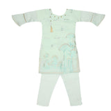 Girls Embroidered Fancy Suit 3 Pcs - Light Green, Kids, Girls Sets And Suits, Chase Value, Chase Value
