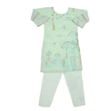 Girls Embroidered Fancy Suit 3 Pcs - Light Green, Kids, Girls Sets And Suits, Chase Value, Chase Value