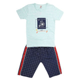 Boys Half Sleeves 2 Piece Suit - Cyan, Kids, Boys Sets And Suits, Chase Value, Chase Value