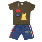 Boys 2 Pcs Suit Half Sleeves - Olive Green, Kids, Boys Sets And Suits, Chase Value, Chase Value