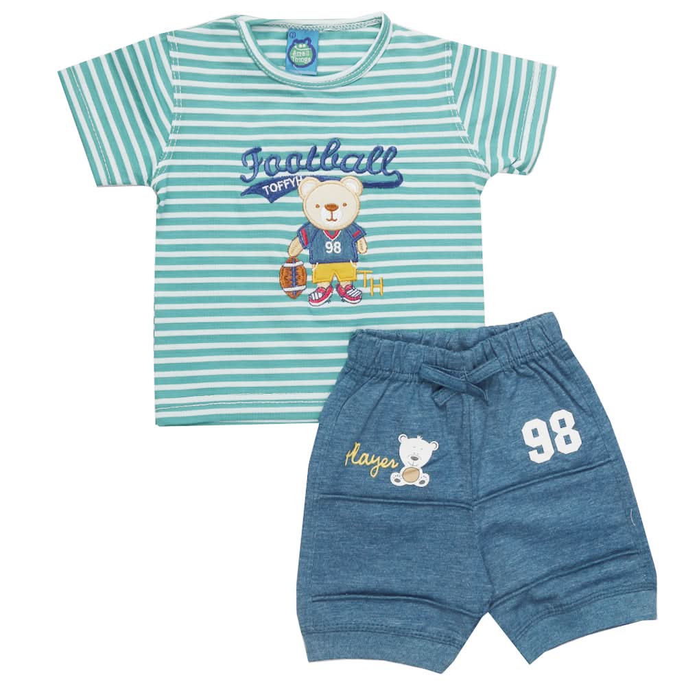 Newborn Boys Half Sleeves Suit - Sea Green, Kids, Newborn Boys Sets And Suits, Chase Value, Chase Value