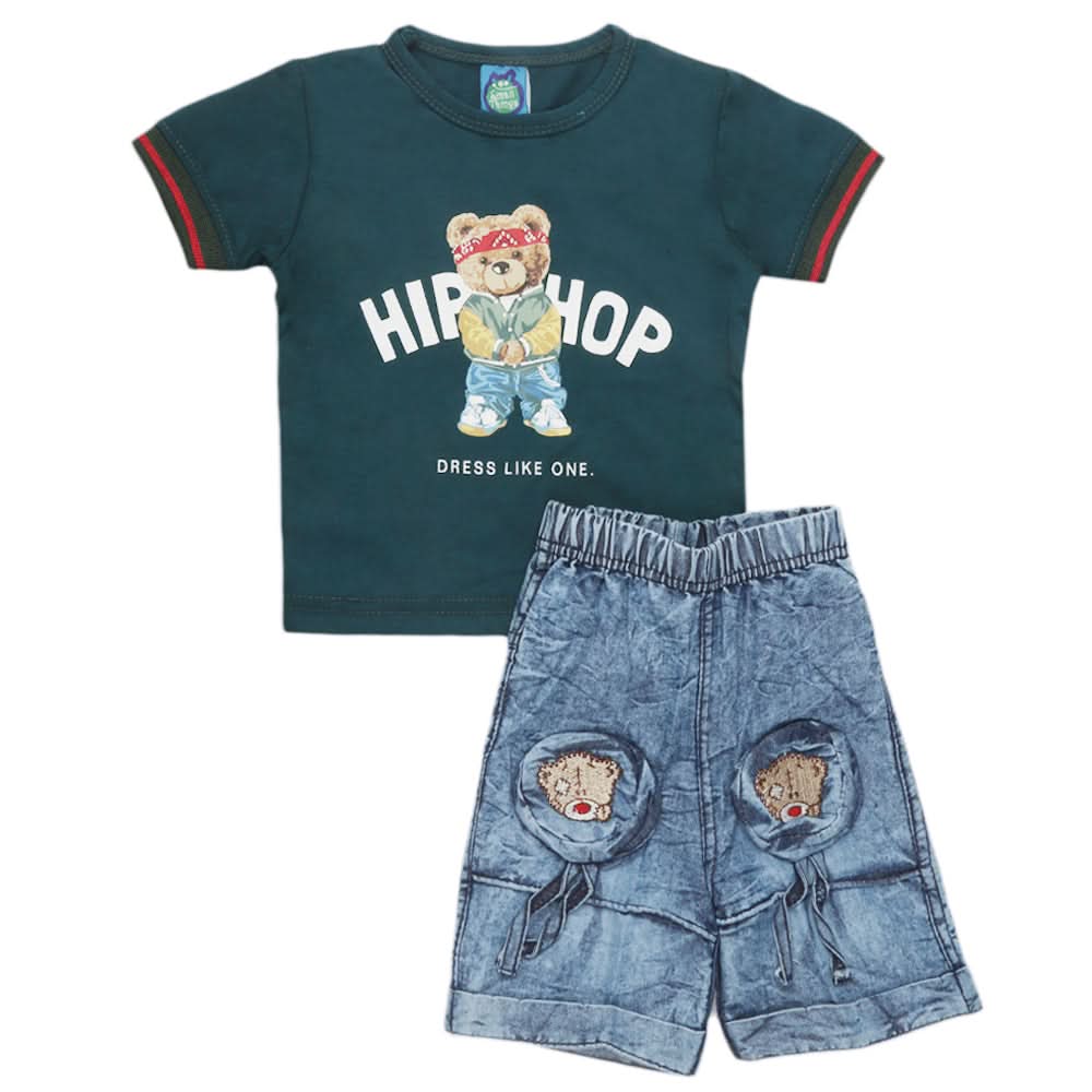 Newborn Boys Half Sleeves Suit - Green, Kids, Newborn Boys Sets And Suits, Chase Value, Chase Value