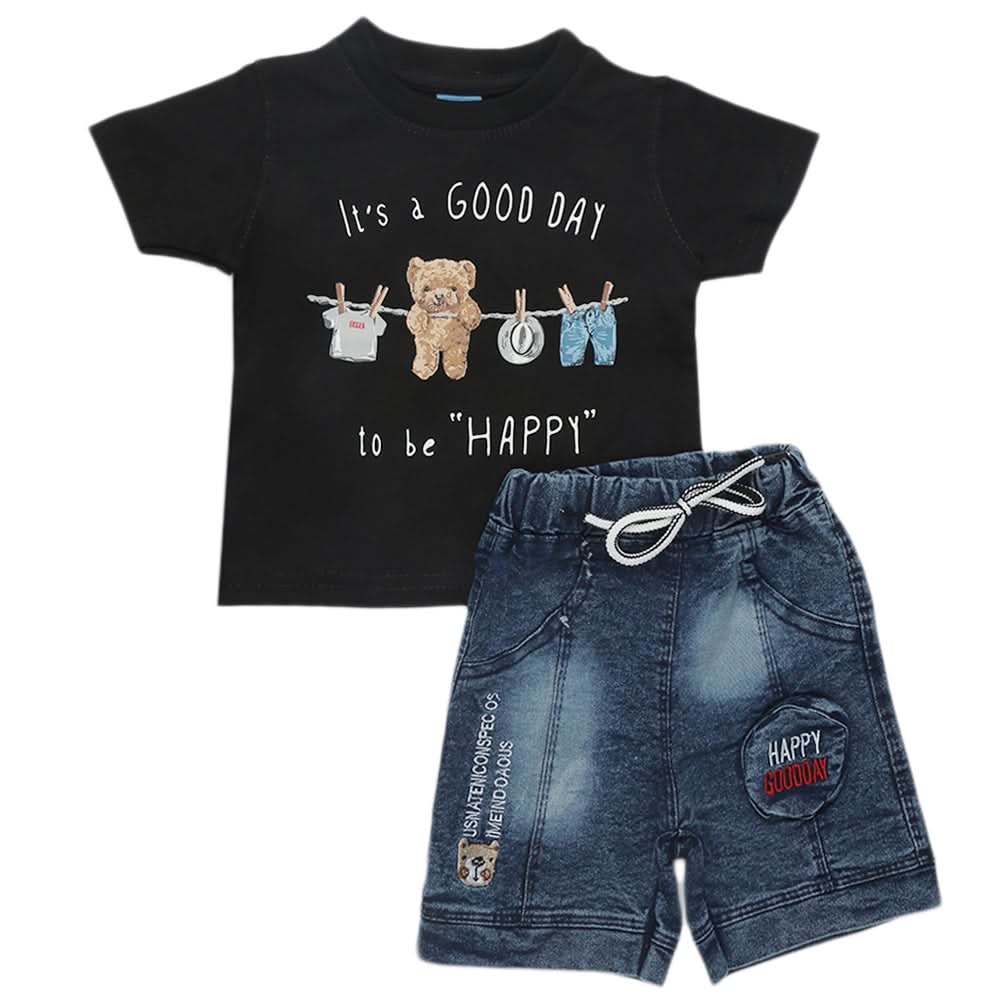 Newborn Boys Half Sleeves Suit - Black, Kids, Newborn Boys Sets And Suits, Chase Value, Chase Value