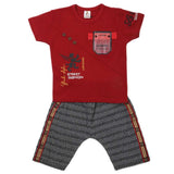 Boys 2 Pcs Suit Half Sleeves - Maroon, Kids, Boys Sets And Suits, Chase Value, Chase Value