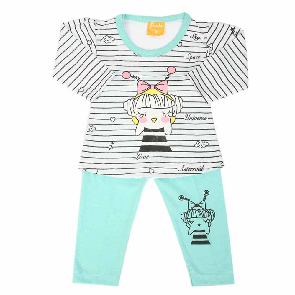 Newborn Girls Full Sleeves Suit - Cyan, Newborn Girls Sets & Suits, Chase Value, Chase Value
