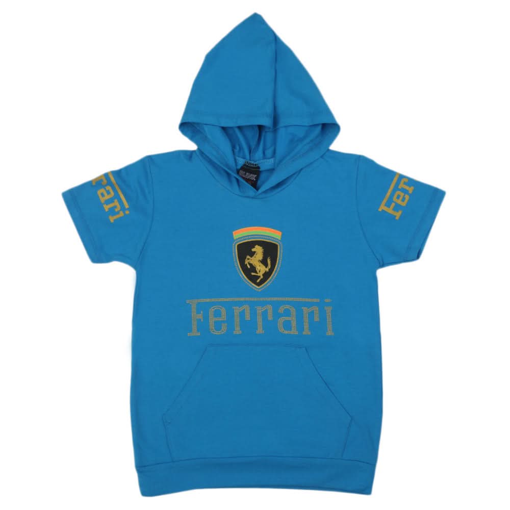 Boys Half Sleeves Hoodie T-Shirt - Light Blue, Boys T-Shirts, Chase Value, Chase Value