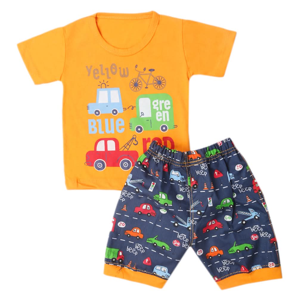 Boys Half Sleeves Short Suit - Orange, Kids, Boys Sets And Suits, Chase Value, Chase Value
