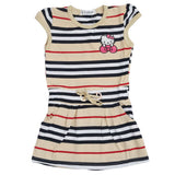 Girls Yarn Dyed Half Sleeves T-Shirt - Beige, Kids, Girls T-Shirts, Chase Value, Chase Value