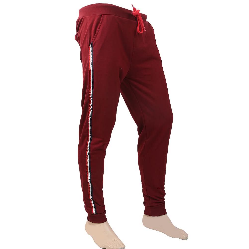 Men's Side Tape Fancy Trouser - Maroon, Men, Lowers And Sweatpants, Chase Value, Chase Value