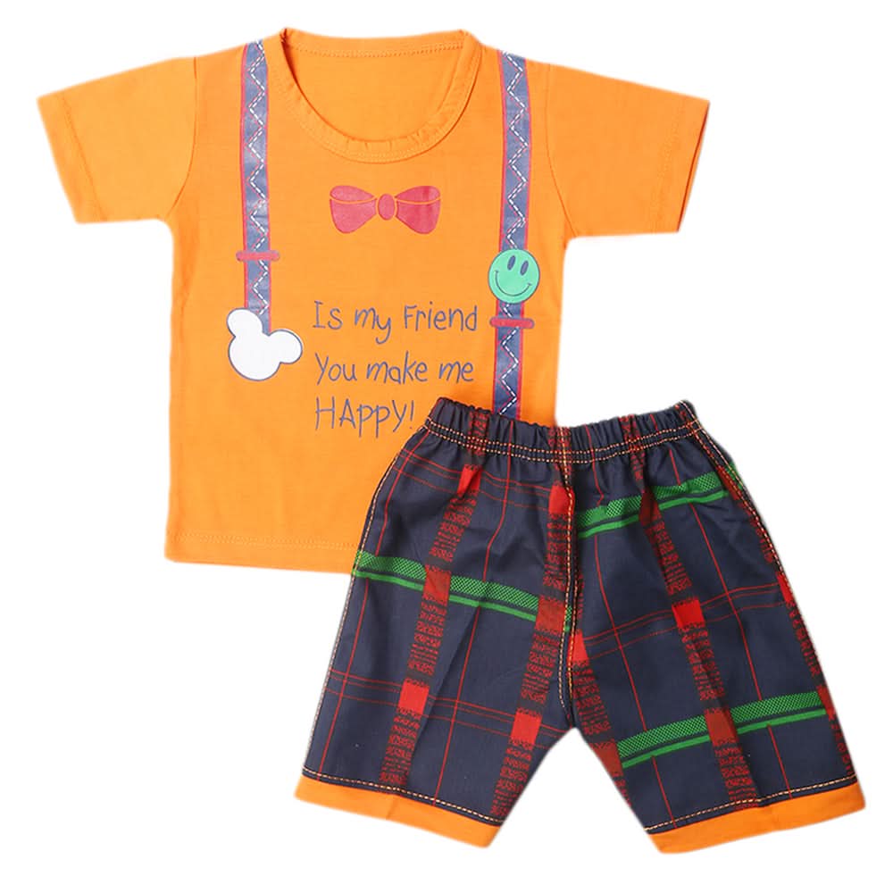Boys Half Sleeves Short Suit - Orange, Kids, Boys Sets And Suits, Chase Value, Chase Value
