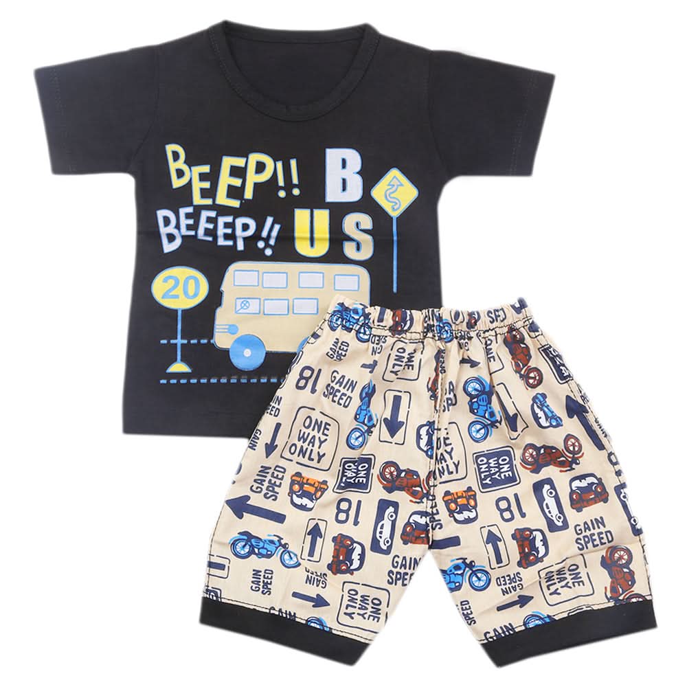 Boys Half Sleeves Short Suit - Black, Kids, Boys Sets And Suits, Chase Value, Chase Value