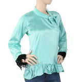 Women's Silk Top With Sleeve Lace - Cyan, Women, T-Shirts And Tops, Chase Value, Chase Value