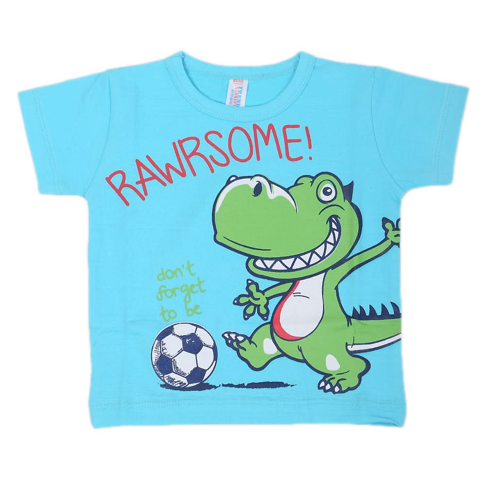Newborn Boys Round Neck Half Sleeves T-Shirt - Light Blue, Kids, New Born Boys Shirts And T-Shirts, Chase Value, Chase Value