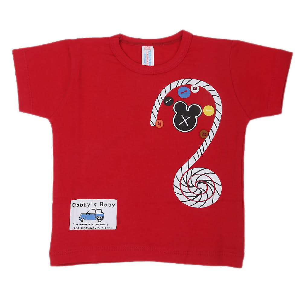 Newborn Boys Round Neck Half Sleeves T-Shirt - Red, Kids, New Born Boys Shirts And T-Shirts, Chase Value, Chase Value
