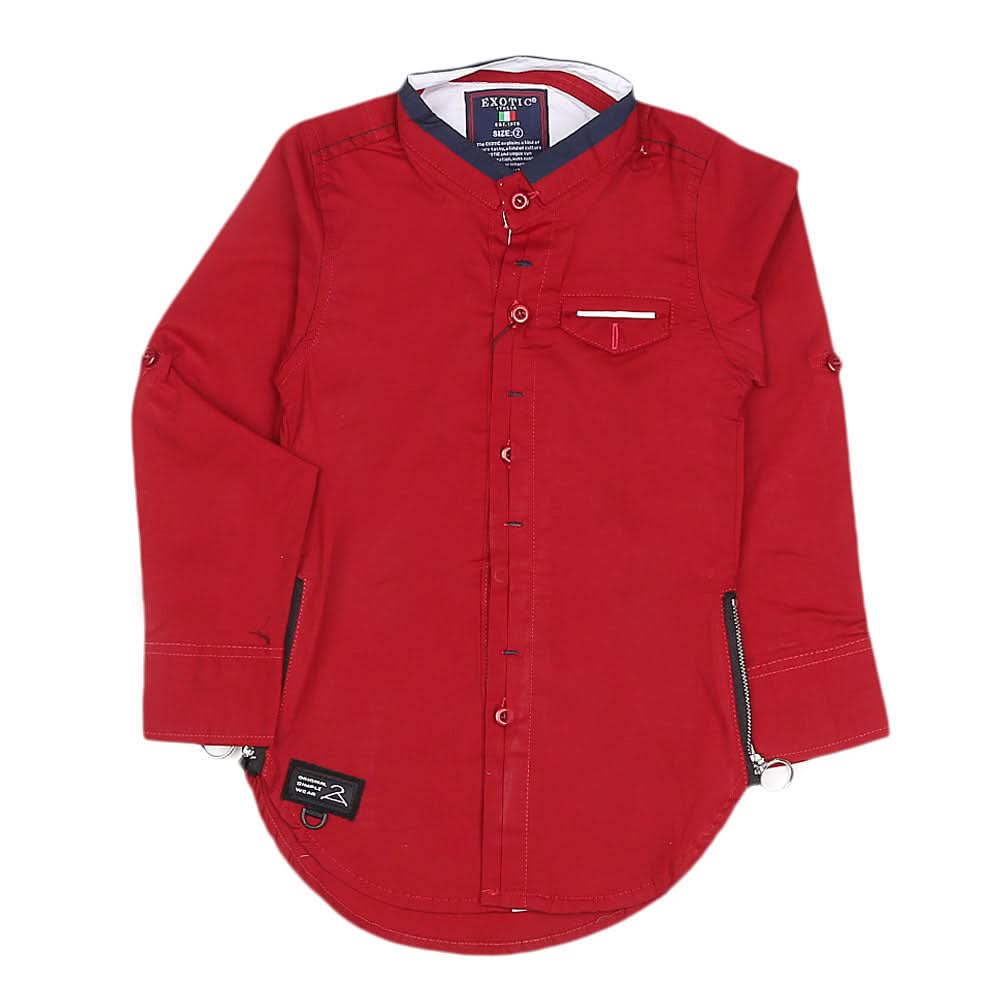 Boys Cotton Casual Shirt Full Sleeves - Red, Kids, Boys Shirts, Chase Value, Chase Value