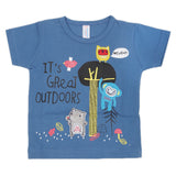 Newborn Boys Round Neck Half Sleeves T-Shirt - Steel Blue, Kids, Newborn Boys Shirts And T-Shirts, Chase Value, Chase Value