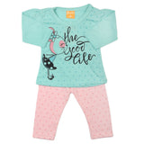 Newborn Girls Full Sleeves Suit - Cyan, Newborn Girls Sets & Suits, Chase Value, Chase Value