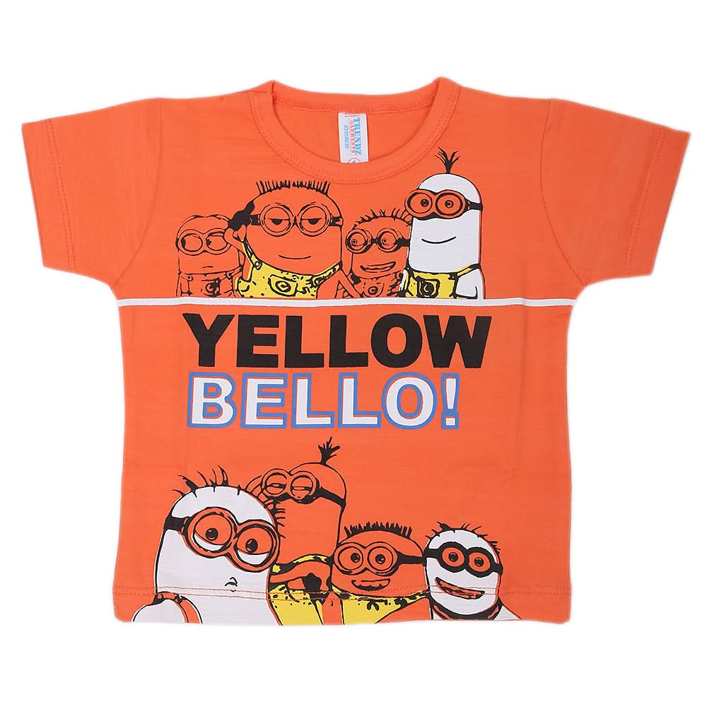 Newborn Boys Round Neck Half Sleeves T-Shirt - Orange, Kids, NB Boys Shirts And T-Shirts, Chase Value, Chase Value