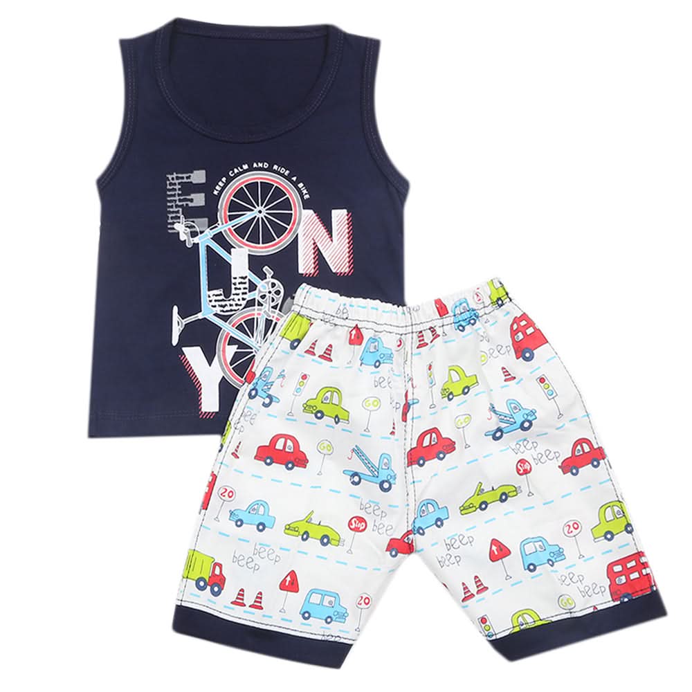 Boys Half Sleeves Sando Suit - Navy Blue, Kids, Boys Sets And Suits, Chase Value, Chase Value