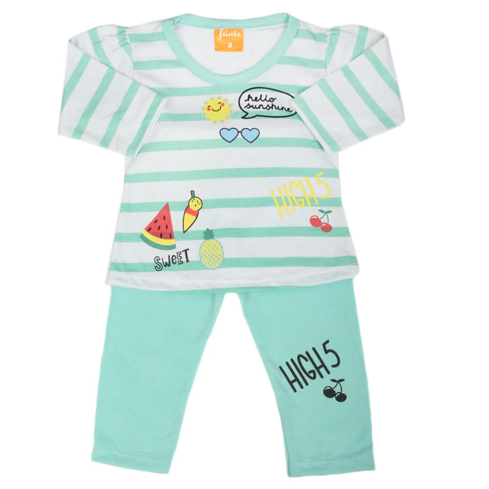 Newborn Girls Full Sleeves Suit - Cyan, Newborn Girls Sets & Suits, Chase Value, Chase Value