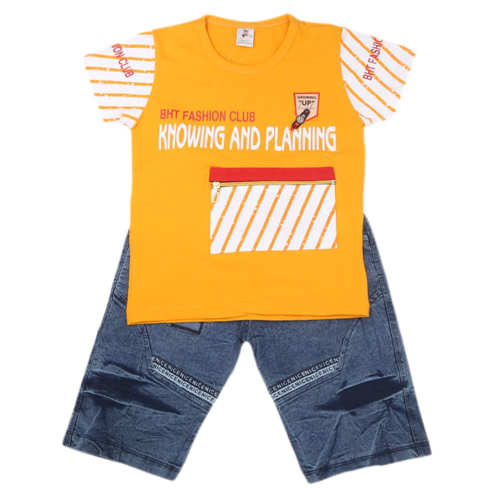 Boys Half Sleeves Short Suit - Yellow, Kids, Boys Sets And Suits, Chase Value, Chase Value
