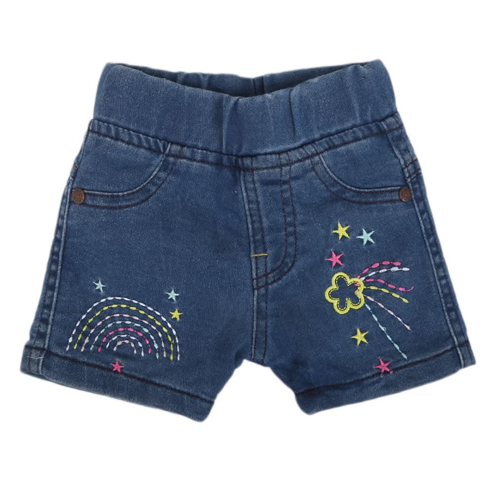 Newborn Girls Denim Short - Blue, Kids, NB Girls Shorts Skirts And Pants, Chase Value, Chase Value