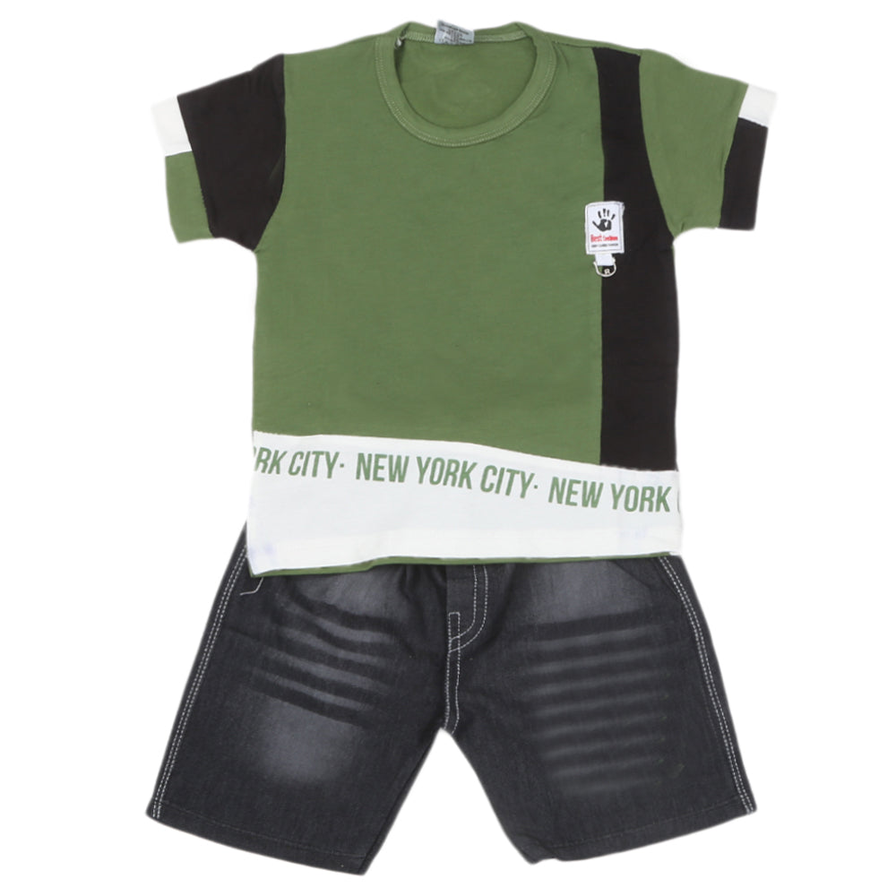 Boys Half Sleeves Short Suit 1232 - Green, Kids, Boys Sets And Suits, Chase Value, Chase Value