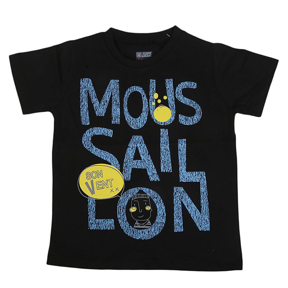 Boys Round Neck Half Sleeves T-Shirt - Black, Kids, Boys T-Shirts, Chase Value, Chase Value