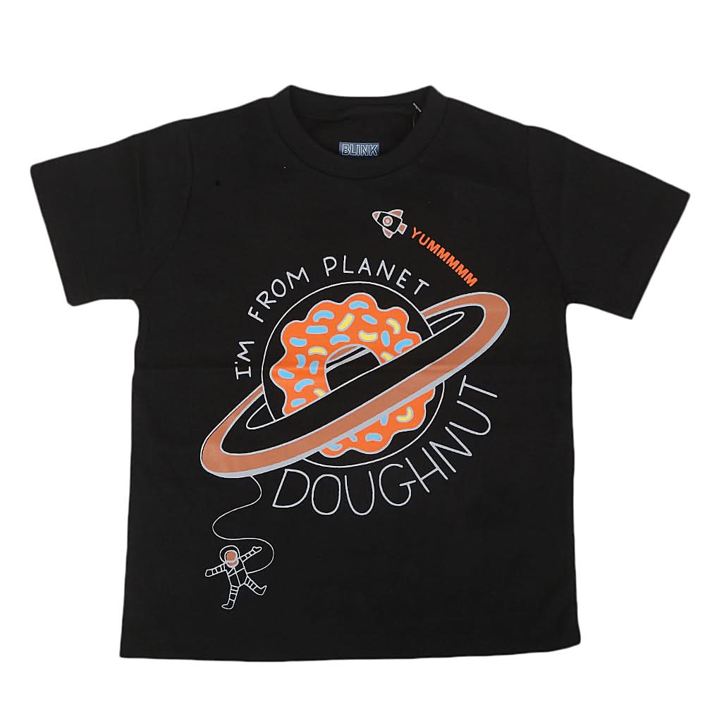 Boys Round Neck Half Sleeves T-Shirt - Black, Kids, Boys T-Shirts, Chase Value, Chase Value
