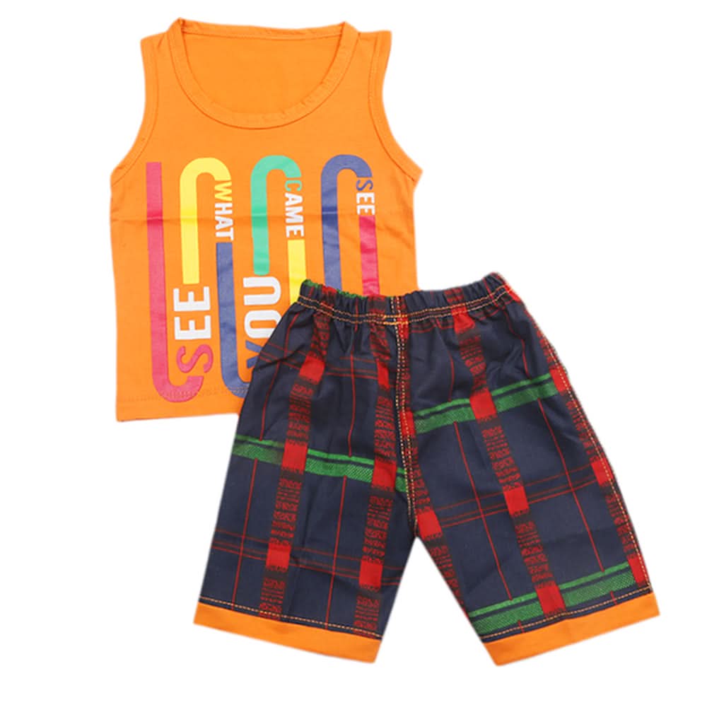 Boys Half Sleeves Sando Suit - Orange, Kids, Boys Sets And Suits, Chase Value, Chase Value