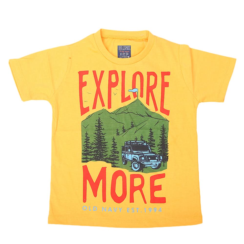 Boys Round Neck Half Sleeves T-Shirt - Yellow, Kids, Boys T-Shirts, Chase Value, Chase Value