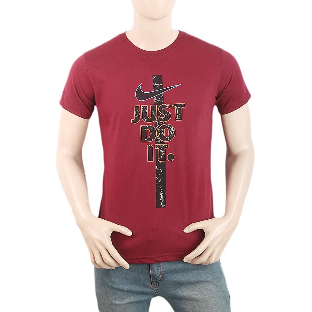 Men's Half Sleeves Printed T-Shirt - Maroon, Men, T-Shirts And Polos, Chase Value, Chase Value