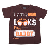 Boys Round Neck Half Sleeves T-Shirt - Brown, Kids, Boys T-Shirts, Chase Value, Chase Value