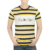 Men's Half Sleeves Yarn Dyed Round Neck T-Shirt - Yellow, Men, T-Shirts And Polos, Chase Value, Chase Value