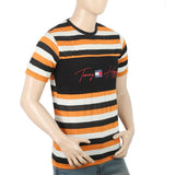 Men's Half Sleeves Yarn Dyed Round Neck T-Shirt - Black, Men, T-Shirts And Polos, Chase Value, Chase Value