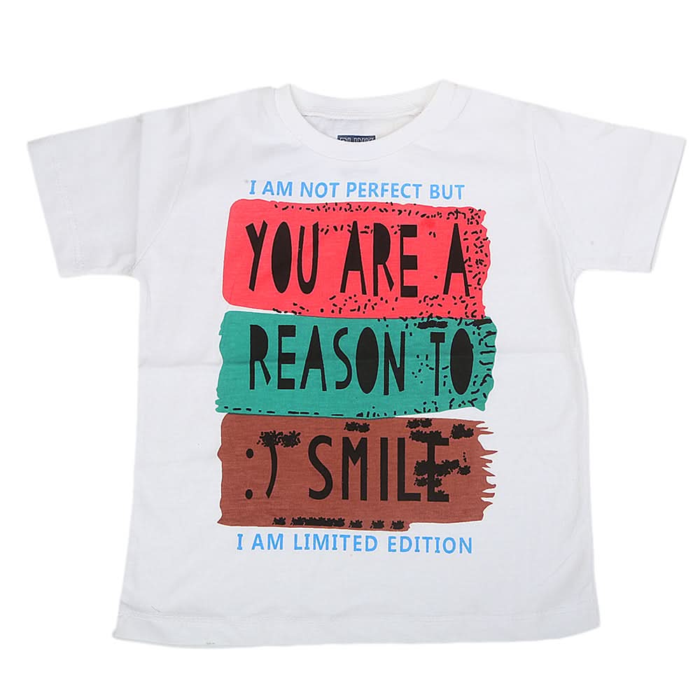 Boys Round Neck Half Sleeves T-Shirt - White, Kids, Boys T-Shirts, Chase Value, Chase Value