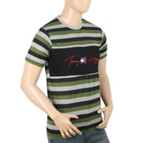 Men's Half Sleeves Yarn Dyed Round Neck T-Shirt - Green, Men, T-Shirts And Polos, Chase Value, Chase Value