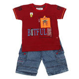 Boys Half Sleeves Suit - Maroon, Boys Sets & Suits, Chase Value, Chase Value