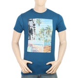 Men's Half Sleeves Digital Printed T-Shirt - Steel Green, Men, T-Shirts And Polos, Chase Value, Chase Value