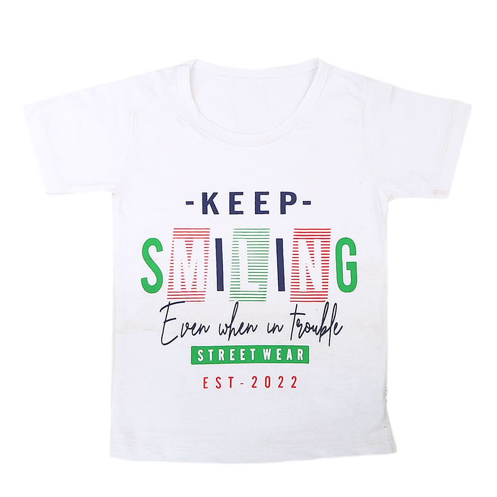 Boys Half Sleeves T-Shirt - White, Kids, Boys T-Shirts, Chase Value, Chase Value