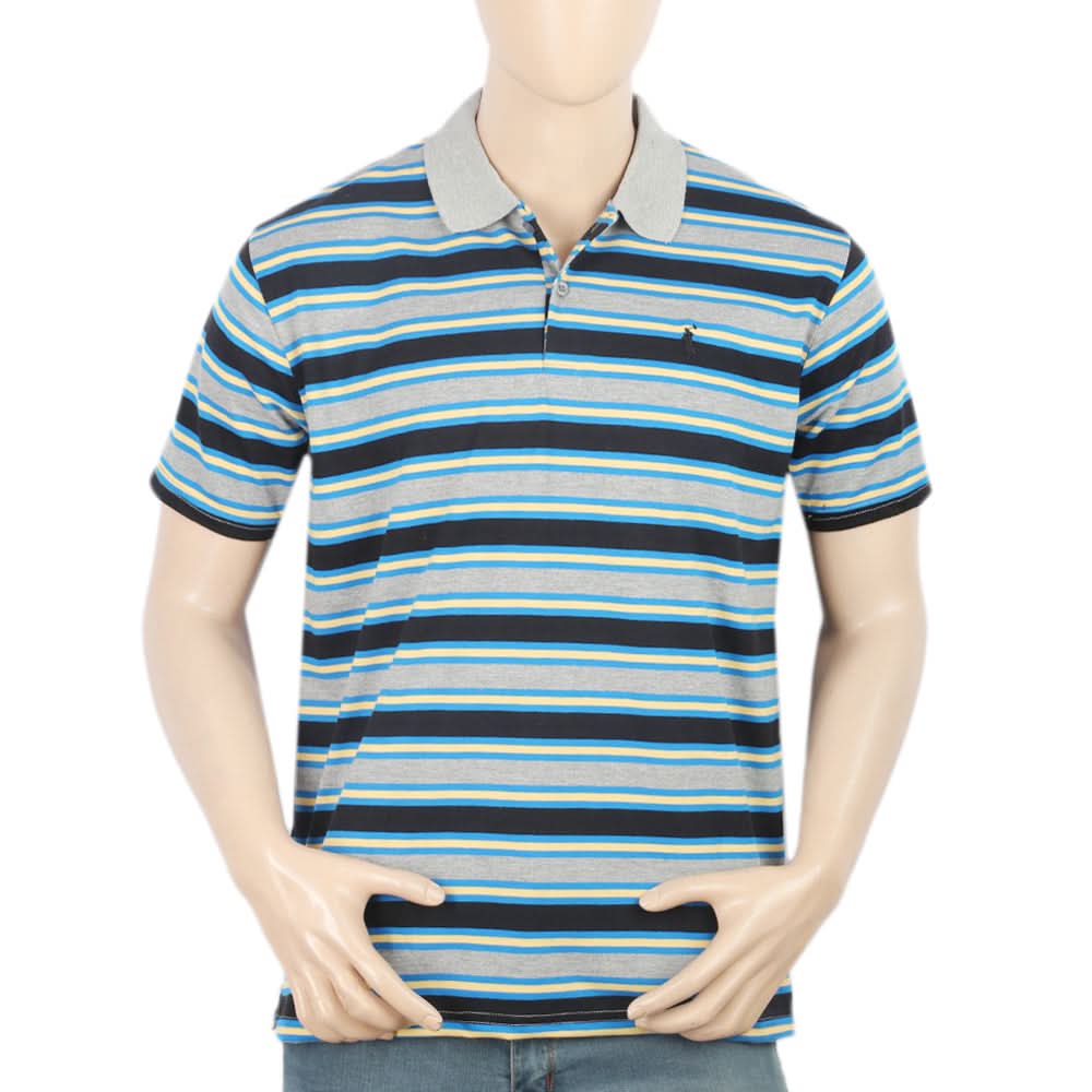 Men's Half Sleeves Yarn Dyed Polo T-Shirt - Light Grey, Men, T-Shirts And Polos, Chase Value, Chase Value