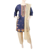 Women's Embroidered 3Pcs Suit - Navy Blue, Women, Shalwar Suits, Chase Value, Chase Value